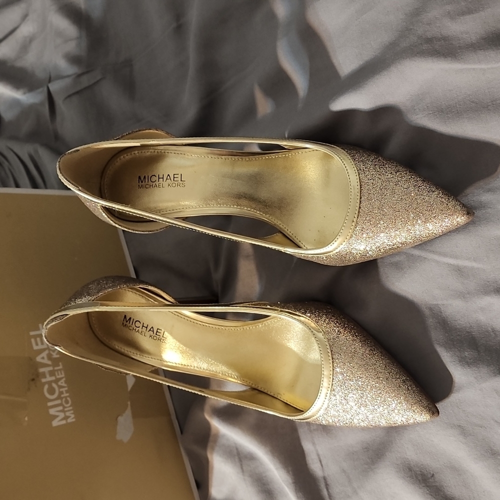 Michael Kors Nora Pump Pixie Fine Gliter Gold 7m